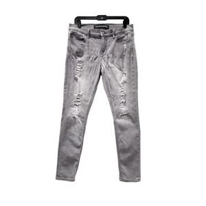 EXPRESS JEANS Women's Gray Distressed Mid-Rise Jeggings Sz 10